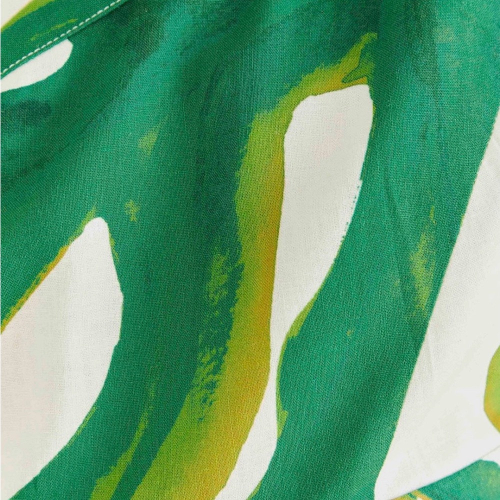 FARM Rio One-Shoulder Tropical Leaf Jumpsuit in Green and Cream - Picture 8 of 8